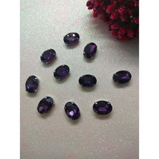 Стразы пришивные "Овал" цв. фиолетовый, цена за 1 шт